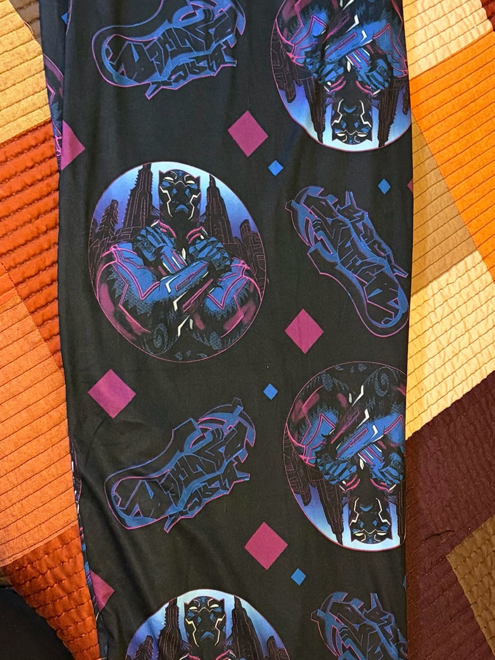 Black Panther Graphic sleep pants Black with Purple & Blue Print